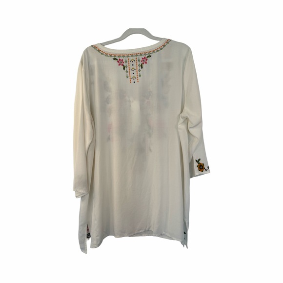 J. Jill light floral embroidered asymmetrical tunic popover size large boho - Picture 4 of 7
